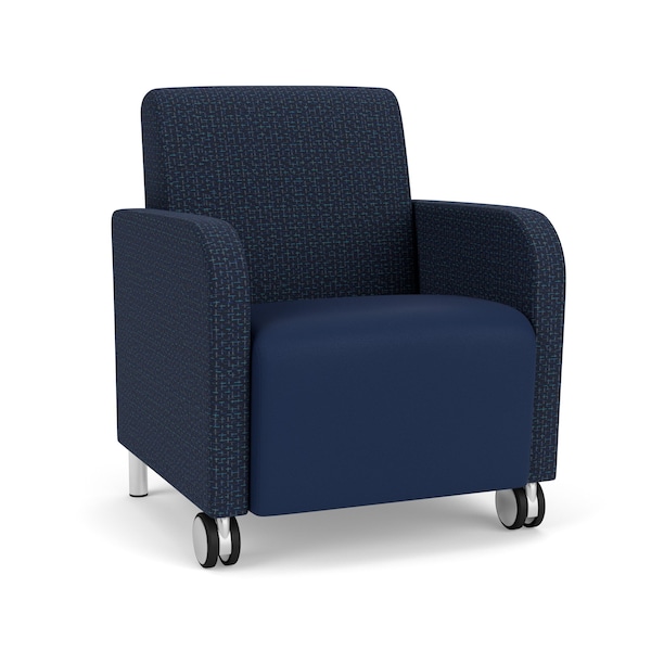 Lesro Siena Guest Chair w/ Front Casters, Bru Steel Legs, RF Blueberry Back, MD Ink Seat, RF Blueberry Panels SN1101 - main